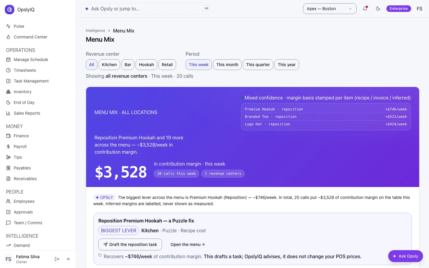 Menu engineering — stars, dogs, and what to re-price